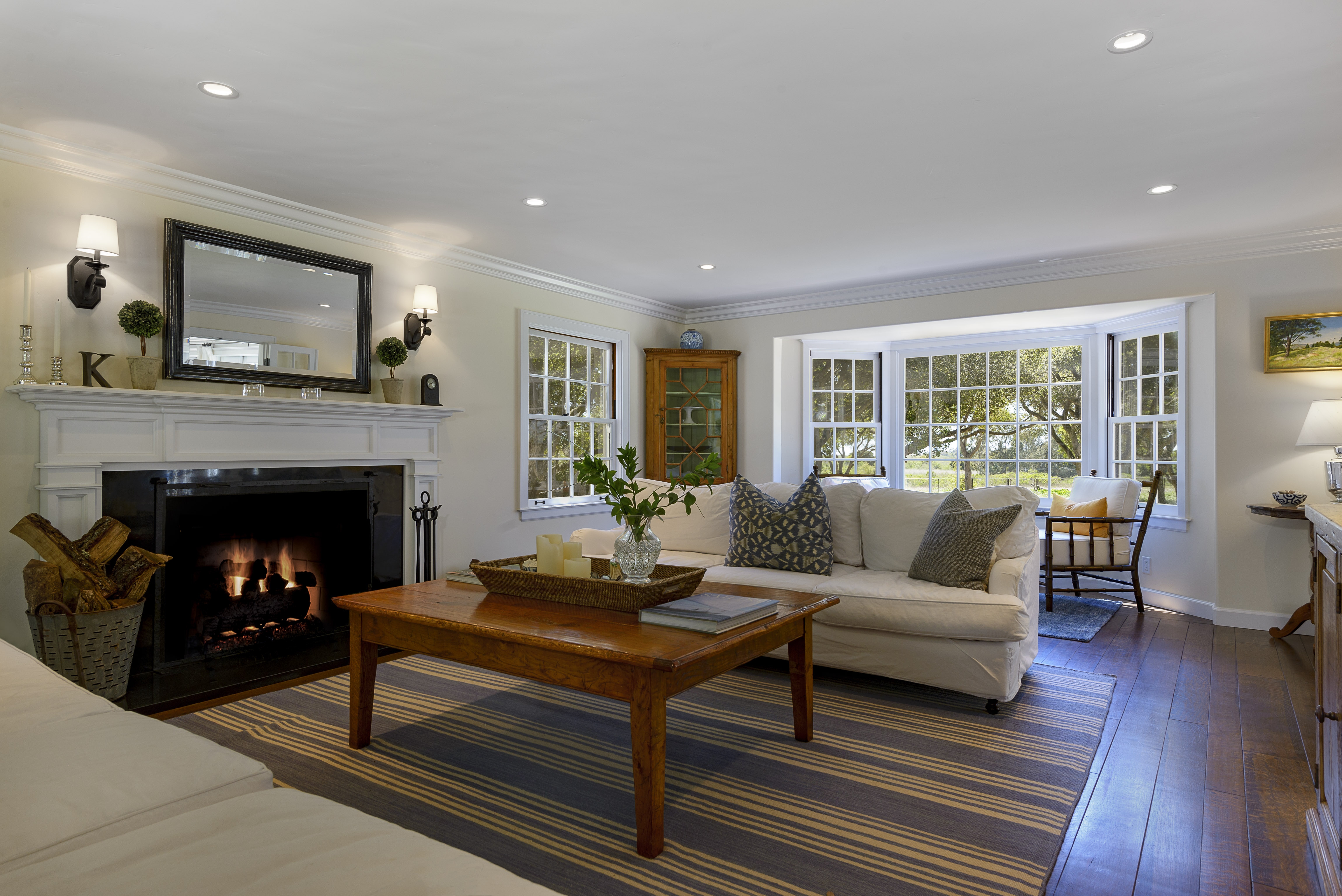 living room seating with fireplace